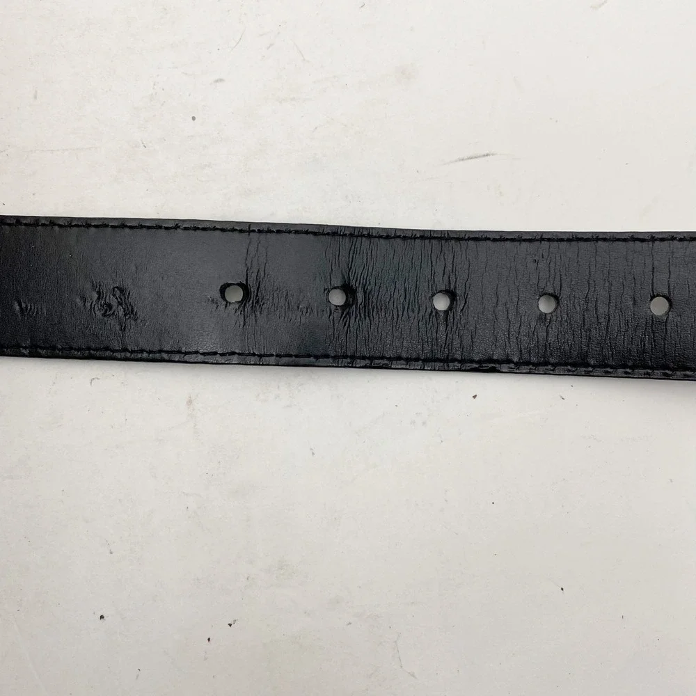 Columbia Black Synthetic Leather Belt Mens Size 40‎ Brushed Silver Buckle